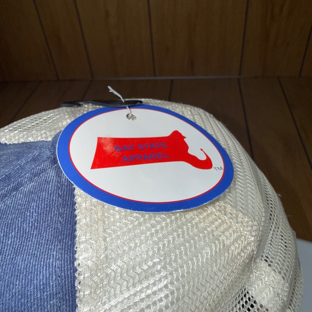 Bay State Apparel Wicked Smaht Boston Trucker Hat Blue Cream Snapback Cap - Picture 10 of 10